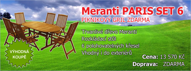 Dřevěný zahradní nábytek MERANTI PARIS SET 6 stolová sestava