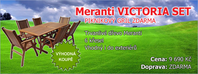 Dřevěný zahradní nábytek MERANTI VICTORIA SET stolová sestava